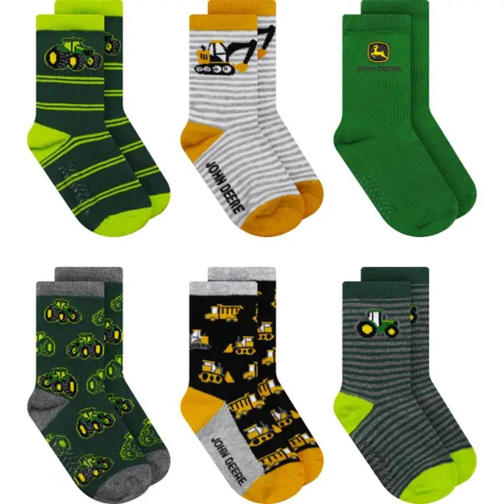 John Deere Jd Kids 6 Pk Crew Socks-JD384MULTI5