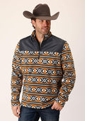 Roper Mens Mirco Fleece 1/4 Zip Aztec - Orange-97-692-6162OR