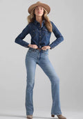 Wrangler Womens Retro Green Slim High Rise Navy-112317721
