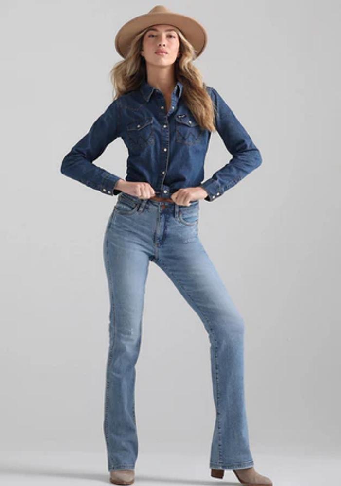 Wrangler Womens Retro Green Slim High Rise Navy-112317721