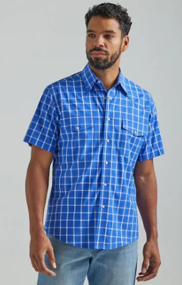Wrangler Mens Western Shirt Snap Blue 4664-112324664