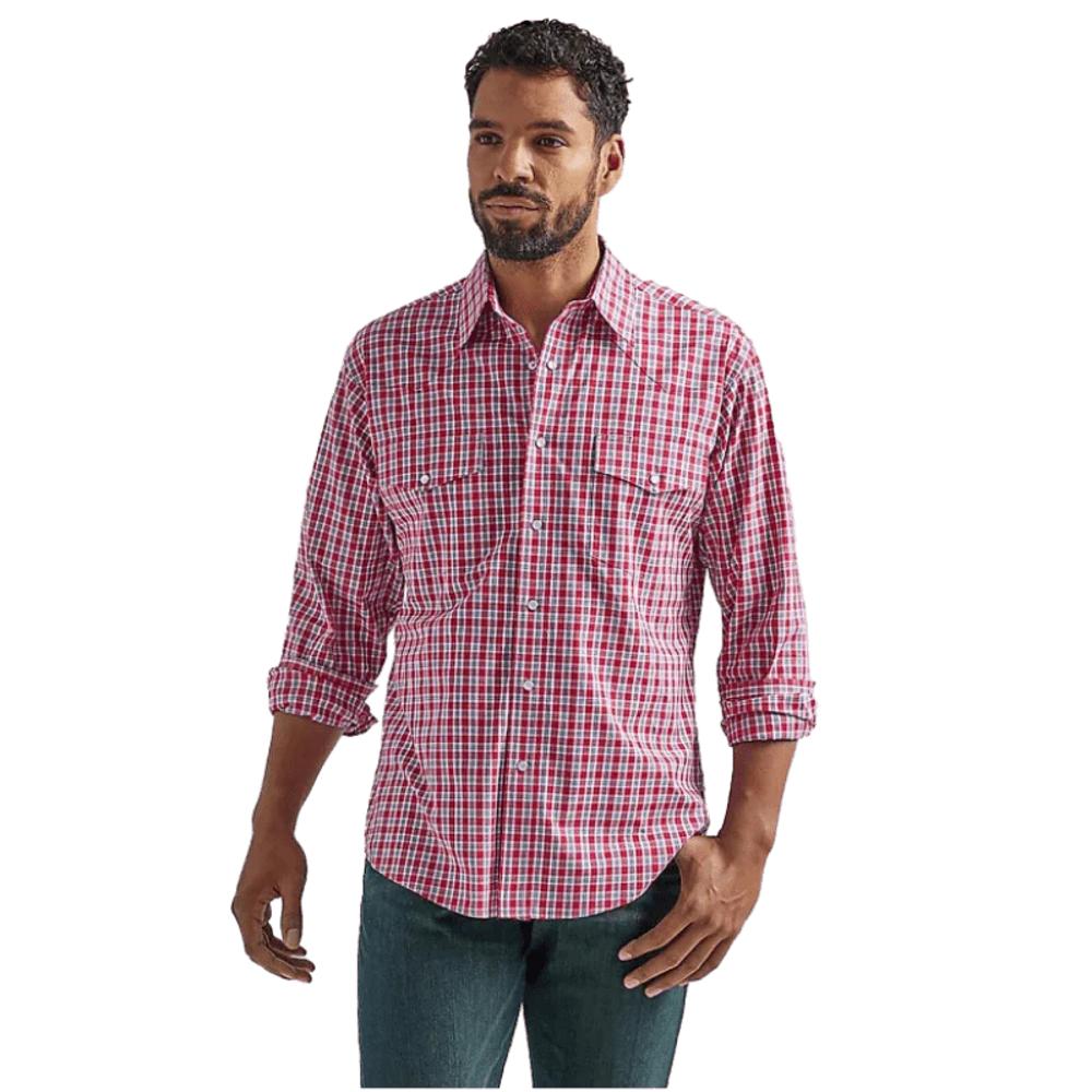 Wrangler Mens Western Shirt Snap Red-112324688
