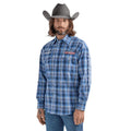 Wrangler Mens Pbr Logo Shirt Snap Blue-112324696
