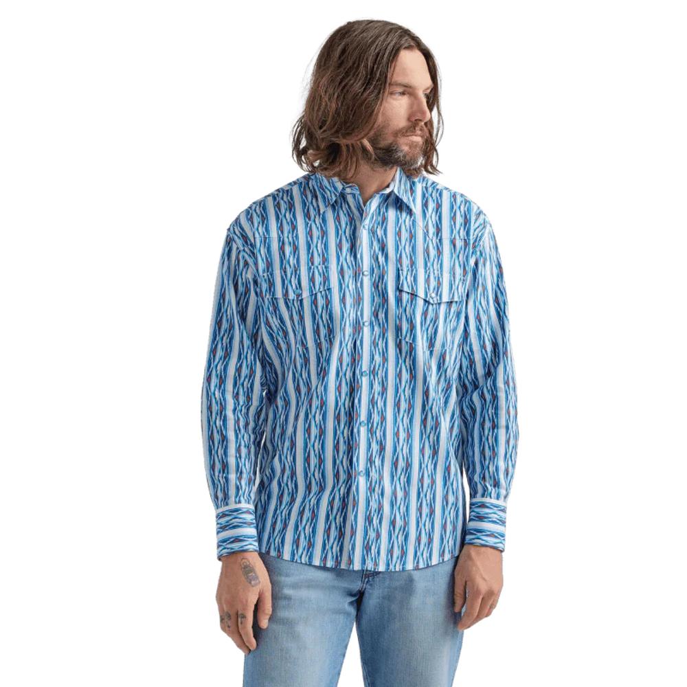 Wrangler Mens Checota Shirt Snap Blue-112324789