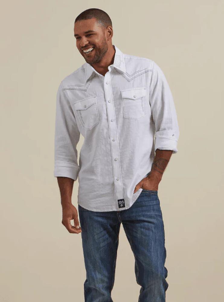 Wrangler Mens Rock 47 Shirt Snap White-112324826