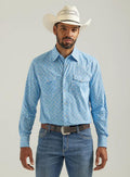 Wrangler Mens Competition Shirt Snap Blue-112324833
