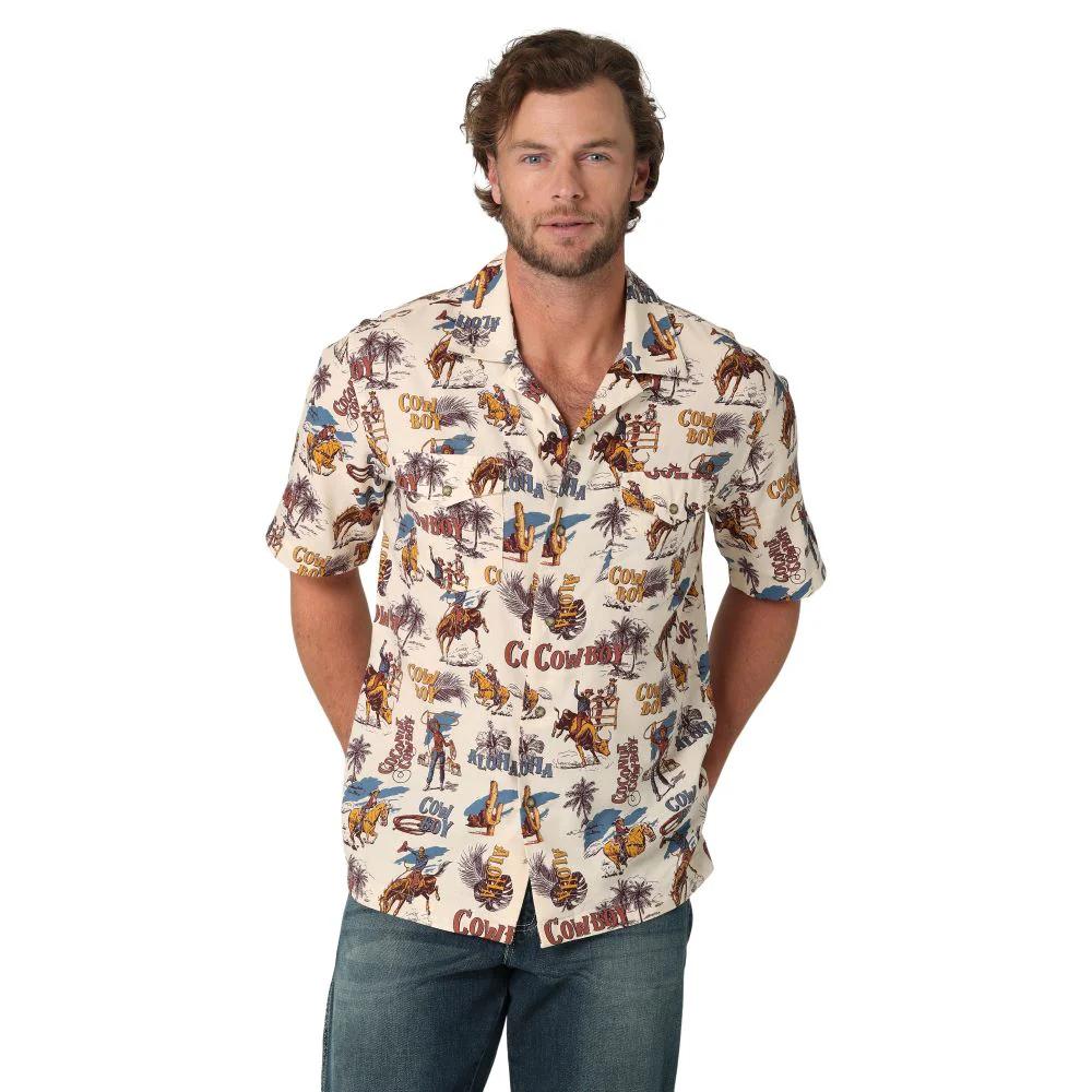 Wrangler Mens Coconut Cowboy Shirt White-112324942