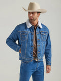 Wrangler Mens Sherpa Lined Denim Jacket Blue 8646-112338646