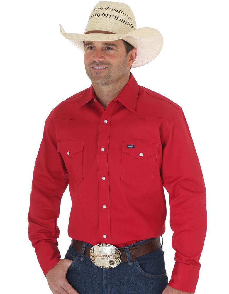 Wrangler Mens Red L/s Snap-MS70619