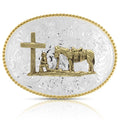 Montana Silversmiths Two-Toned Engraved Christian Cowboy Buckle-1849-731L