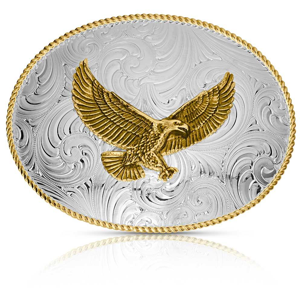 Montana Silversmiths Extra Large Oval Engraved Eagle Buckle-2118-697