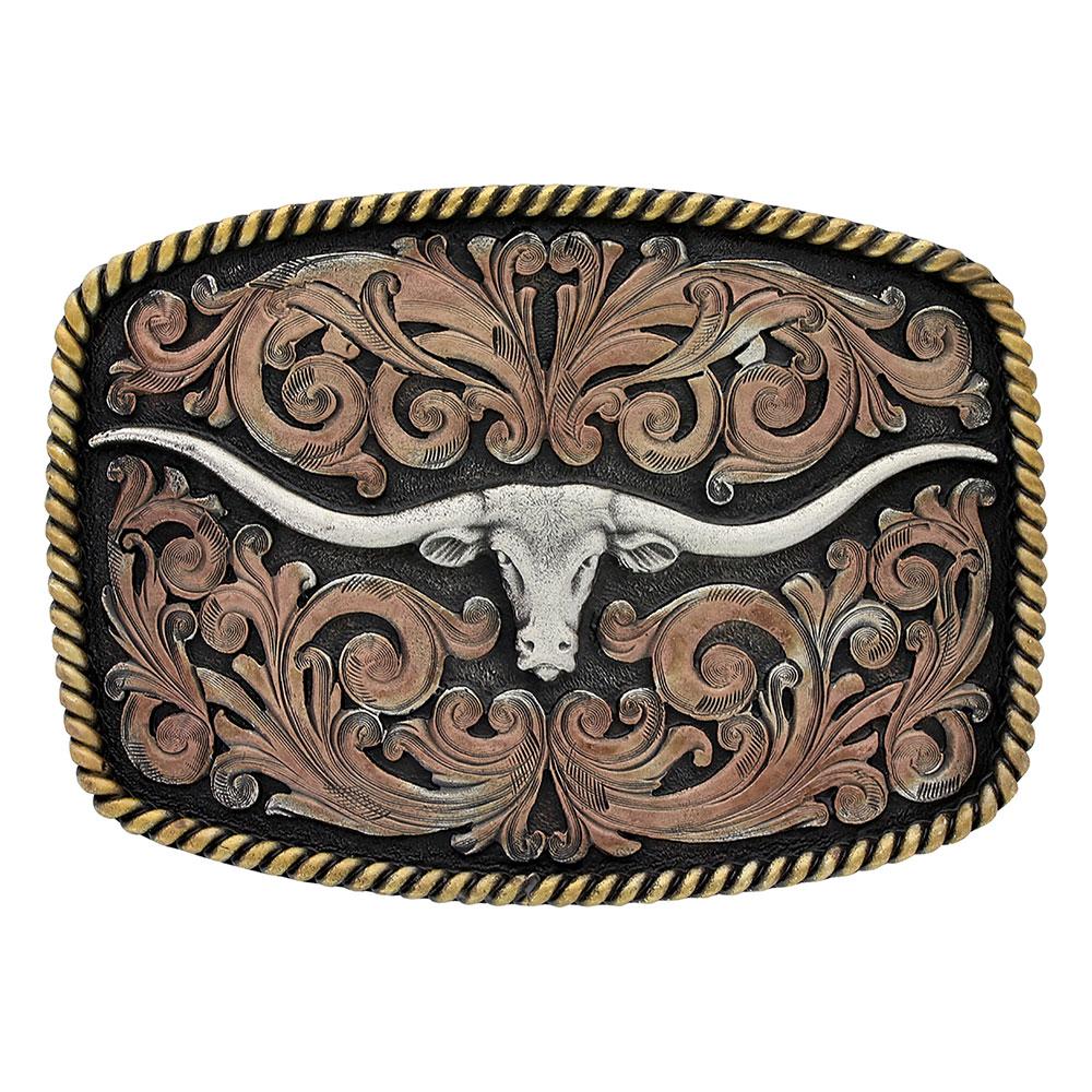 Montana Silversmiths Tri-Color Texas Longhorn Buckle-A711