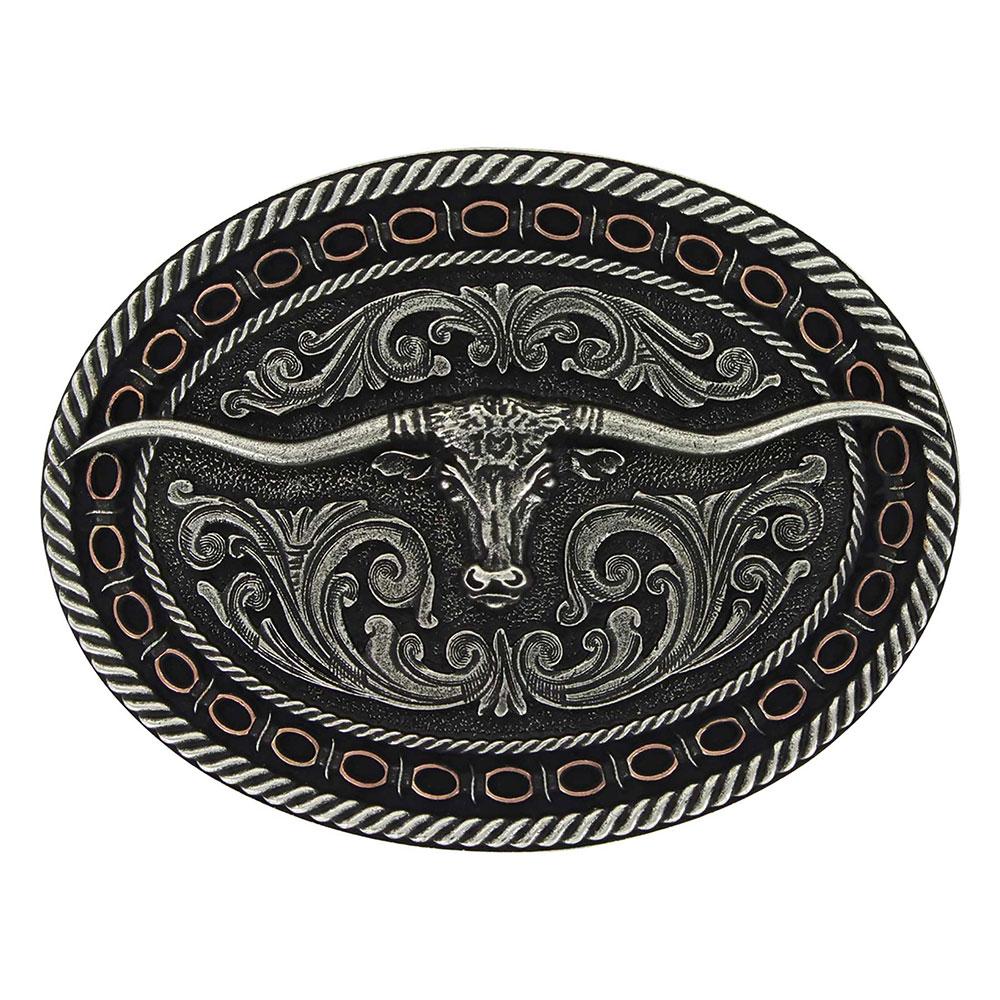 Montana Silversmiths Two Toned Longhorn Buckle-A742