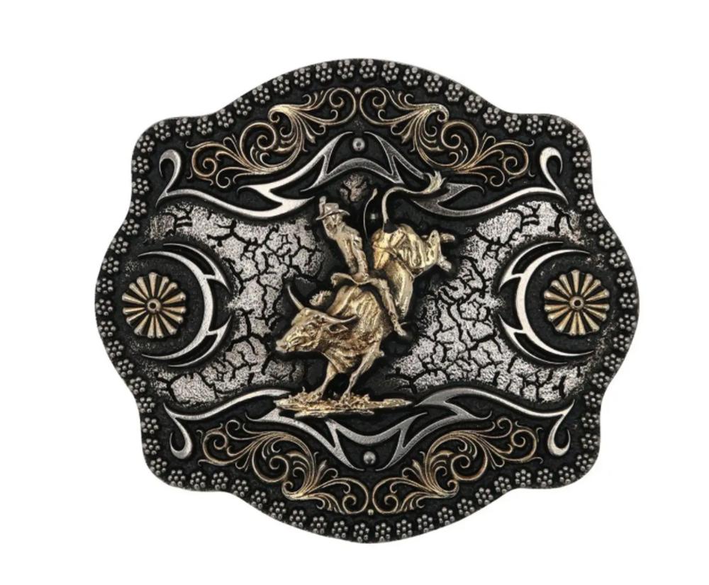 Montana Silversmiths A-Blaze Framed Bull Rider Buckle-A886