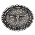 Montana Silversmiths Rustic Barbed Wire Longhorn Buckle-A972S