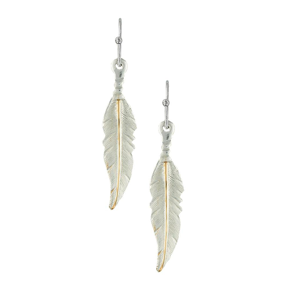 Montana Silversmiths Earring - 2-Tone Featherdangle-ER1967