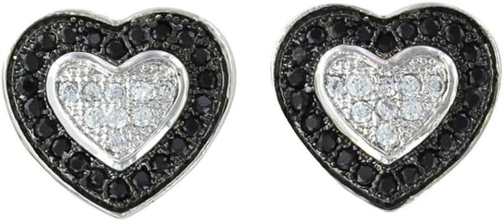 Montana Silversmiths Earrings-Blk Andczheartinhrt-ER3028