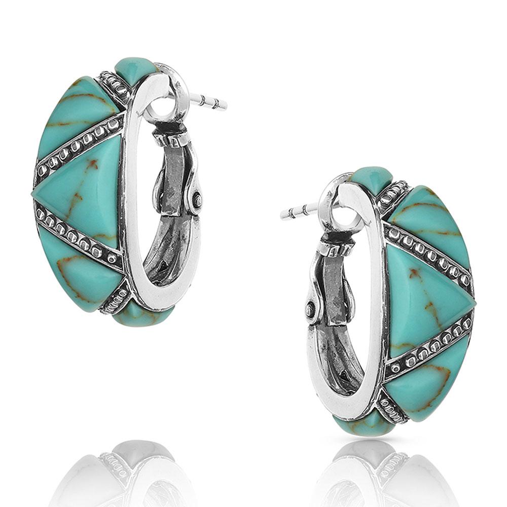 Montana Silversmiths Turquoise Wedge Hoop Earrings-ER4833