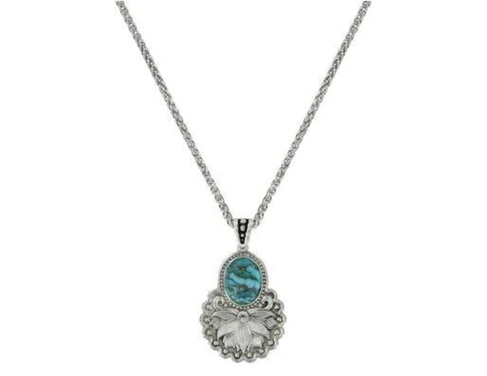 Montana Silversmiths Oval Stone W/Flower-NC3357
