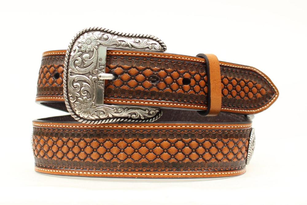 M and F Western Mens Ariat Bsk Wv Belt - Mens