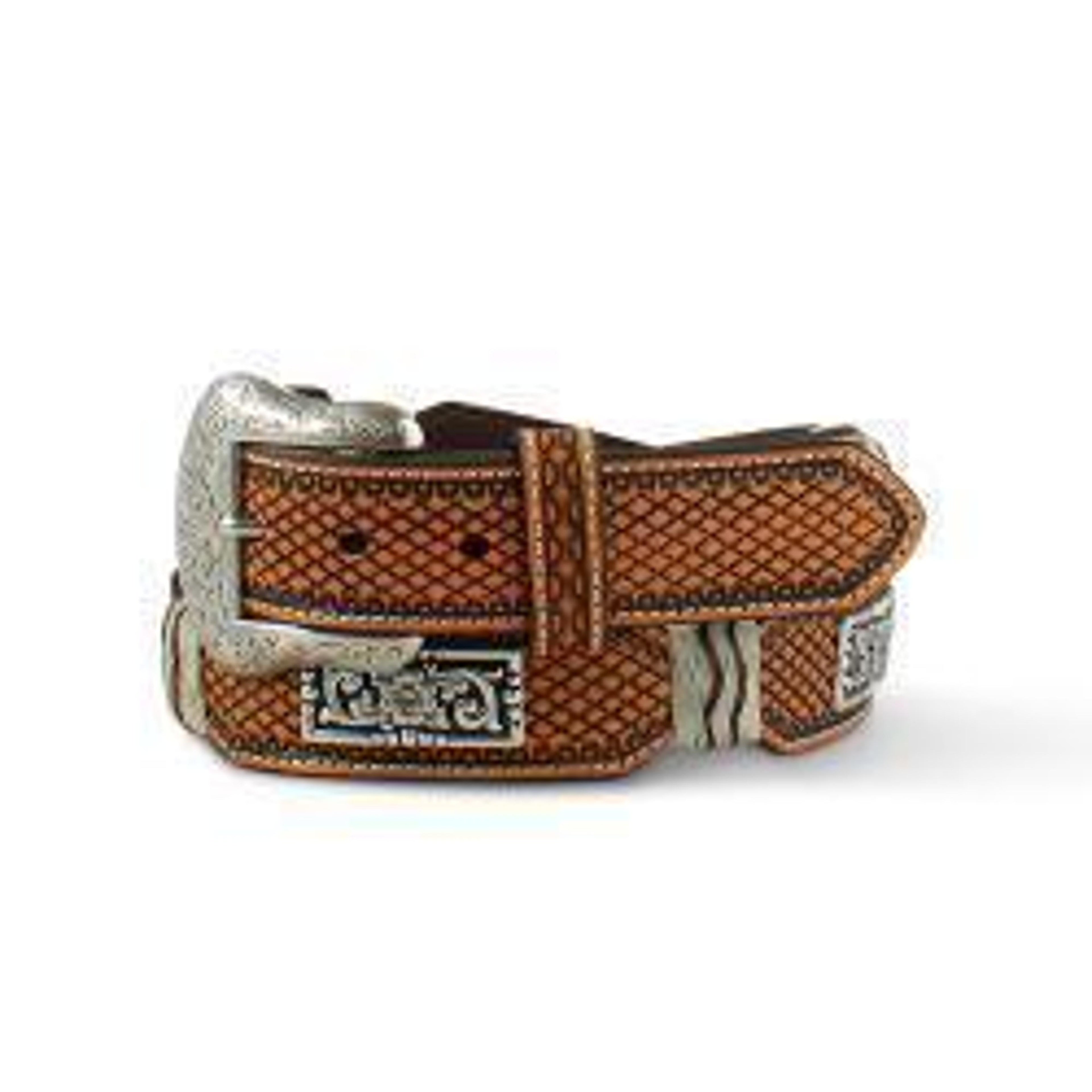 M and F Western Ariat Mens Belt 1 1/2" Rawhide Concho Tan - Mens