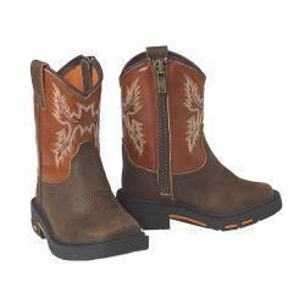 M and F Western Ariat Lilstompers Workhog Brown - Mens