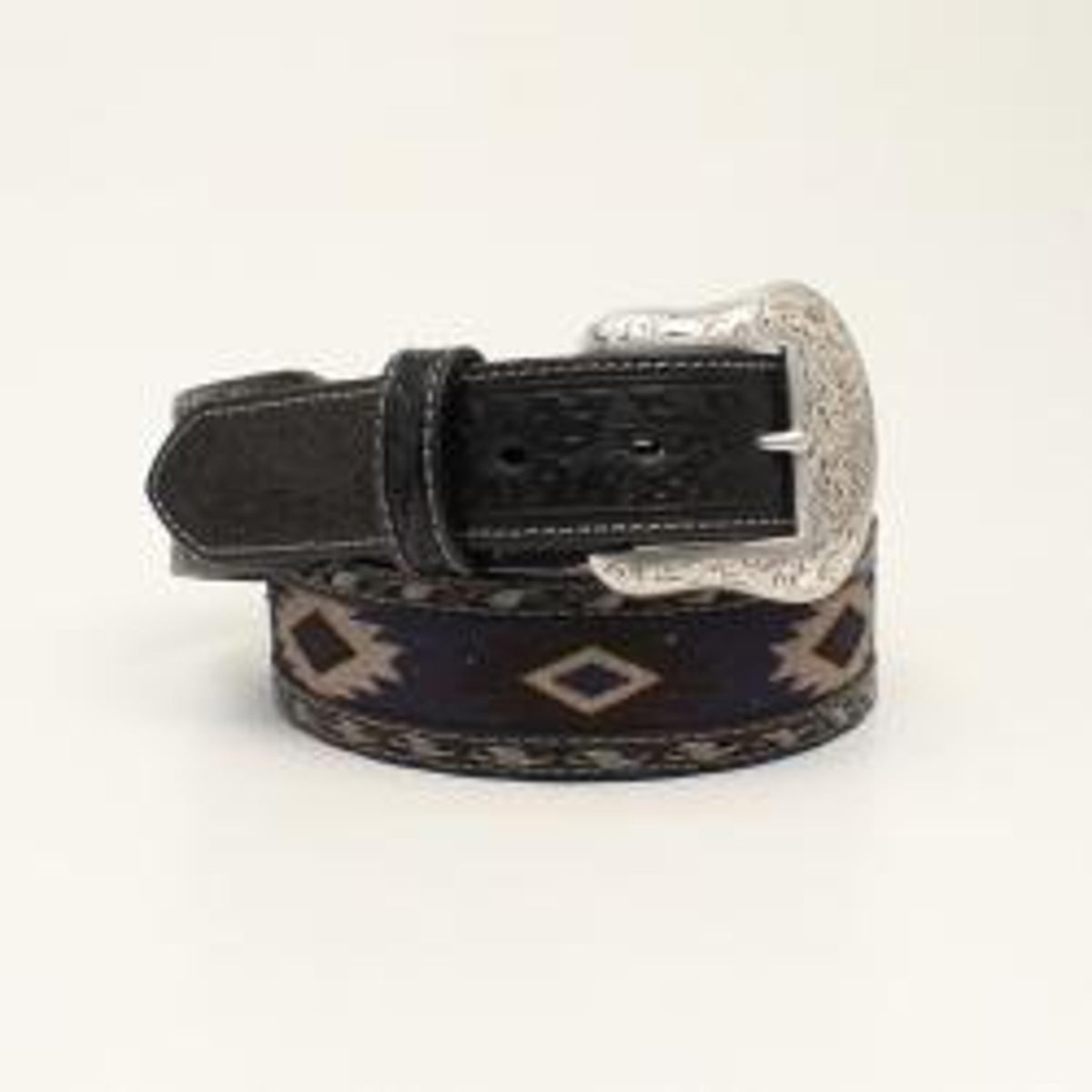 M and F Western Nocona 1 1/2" Southwestern Fabric Buck Lace Grey - Men