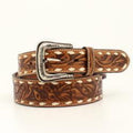 M and F Western Nocona Mens Belt 1 7/8 - 1 1/2 Buck Lacing Floral Tool