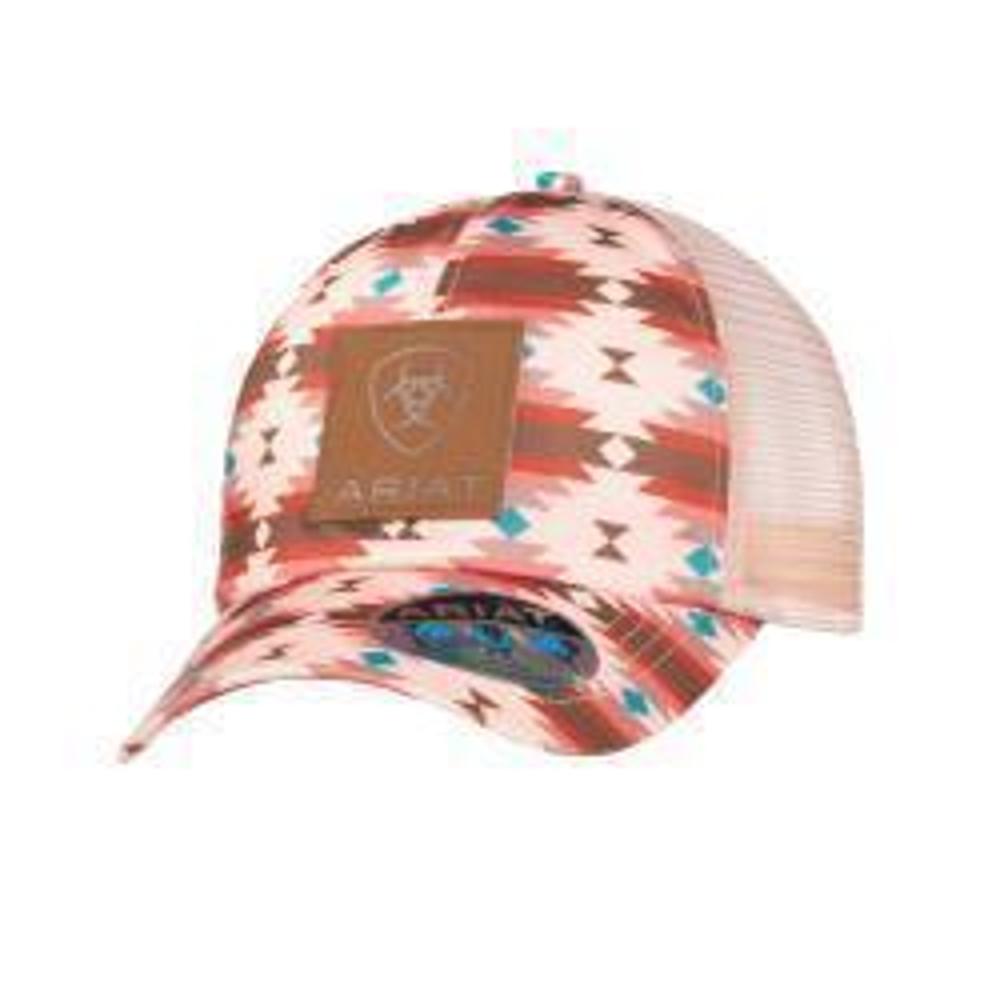 M&F Western Ariat Girls Ponyflo Cap Aztec Print Logo Pink