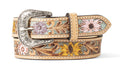 M&F Western Ariat Girls Belt 1 1/4" Sunflower Daisy Hand Tooled Multicolor
