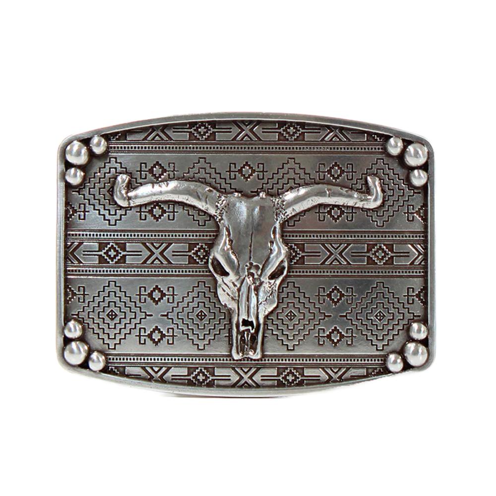 M&F Western Nocona Rectangle Bull Skull Buckle