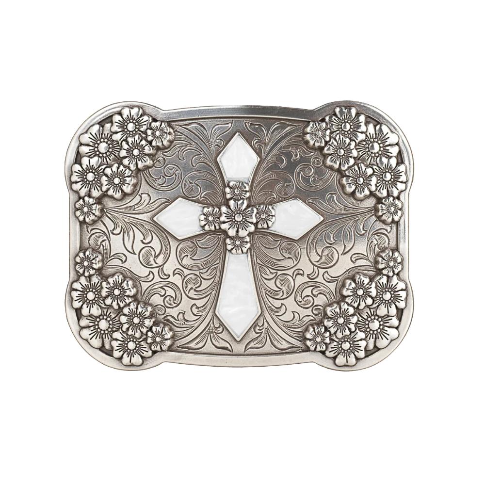 M&F Western Nocona Rectangle Buckle Opal Cross Floral