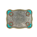 M&F Western Nocona Rectangle Buckle Flower Accent Turquoise Stones