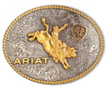 M&F Western Ariat Oval Rope Edge Bullrider Antique Silver And Antique Gold