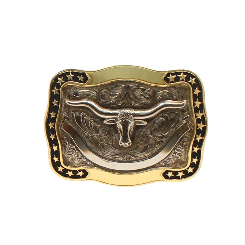 M&F Western Crumrine Rectangle Buckle Longhorn Smooth Edge