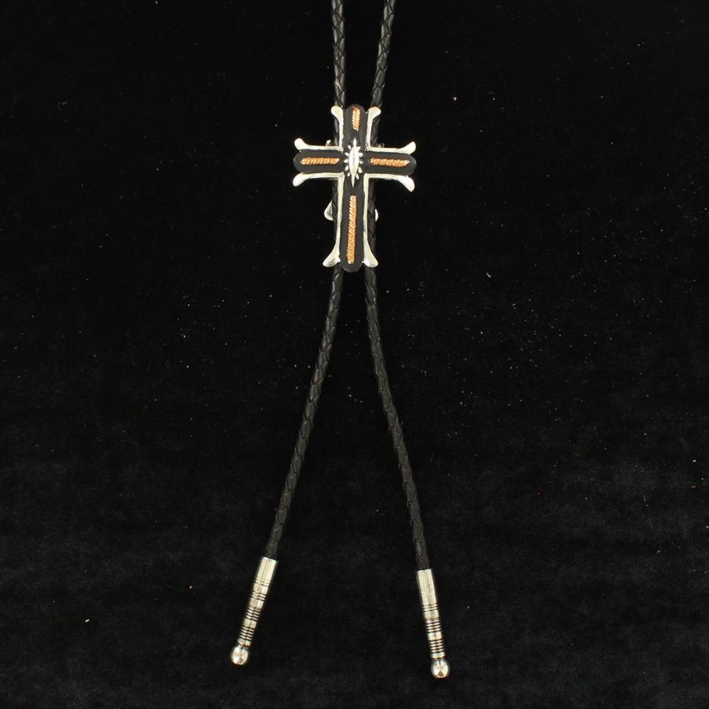 M&F Western Bolo 3 Tone Cross Oval Center