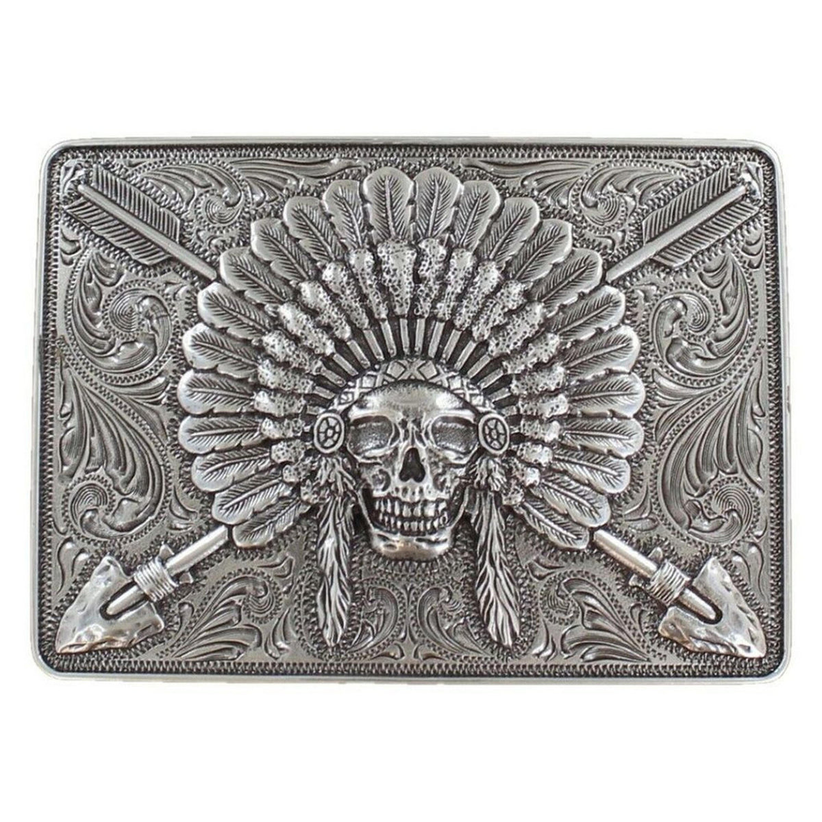 Chief Skull With Crossed Arrows Buckle