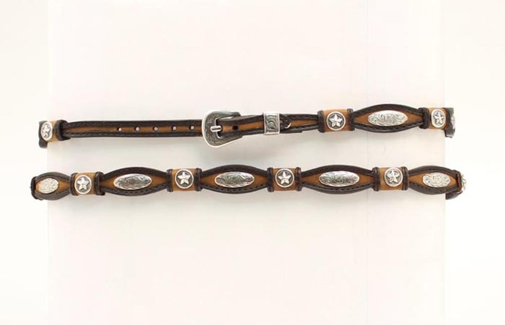 M and F Western 3/8 Genuine Leather Scalloped Hatband - Mens
