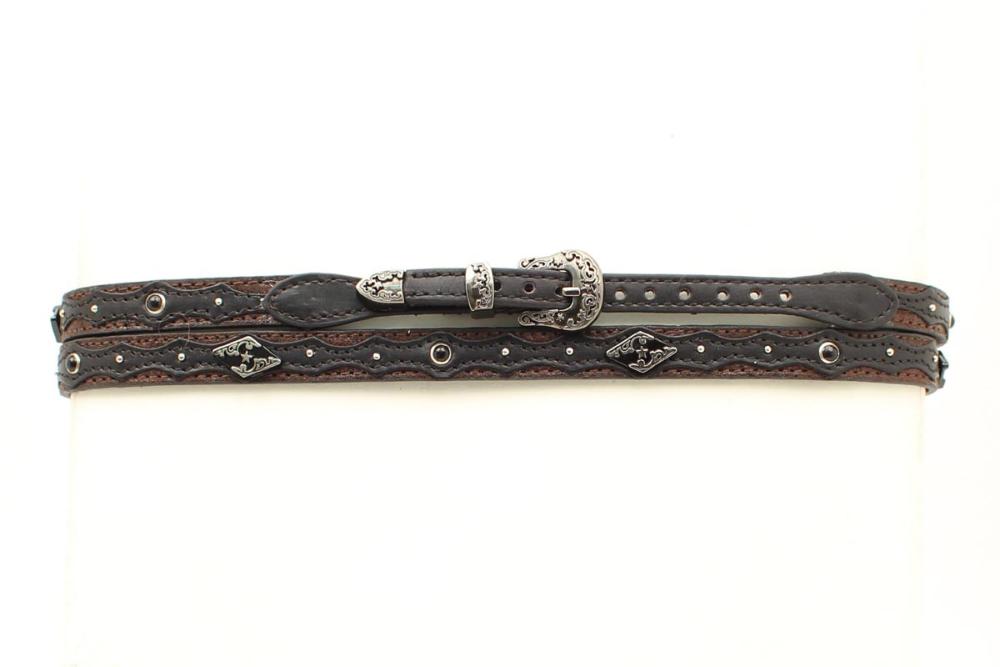 M and F Western 3/8 Genuine Leather Two Tone Hatband - Mens