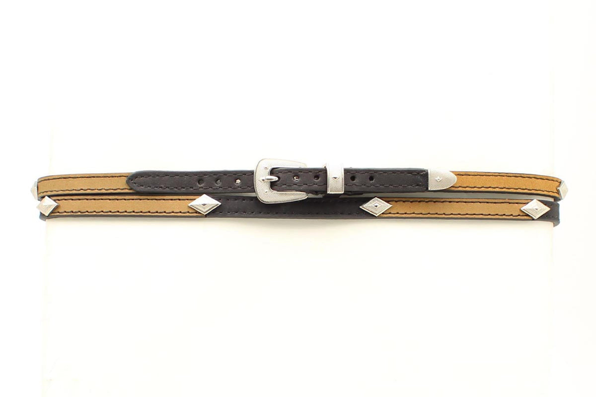 M and F Western 3/8 Genuine Leather Hatband With Diamond Conchos - Men
