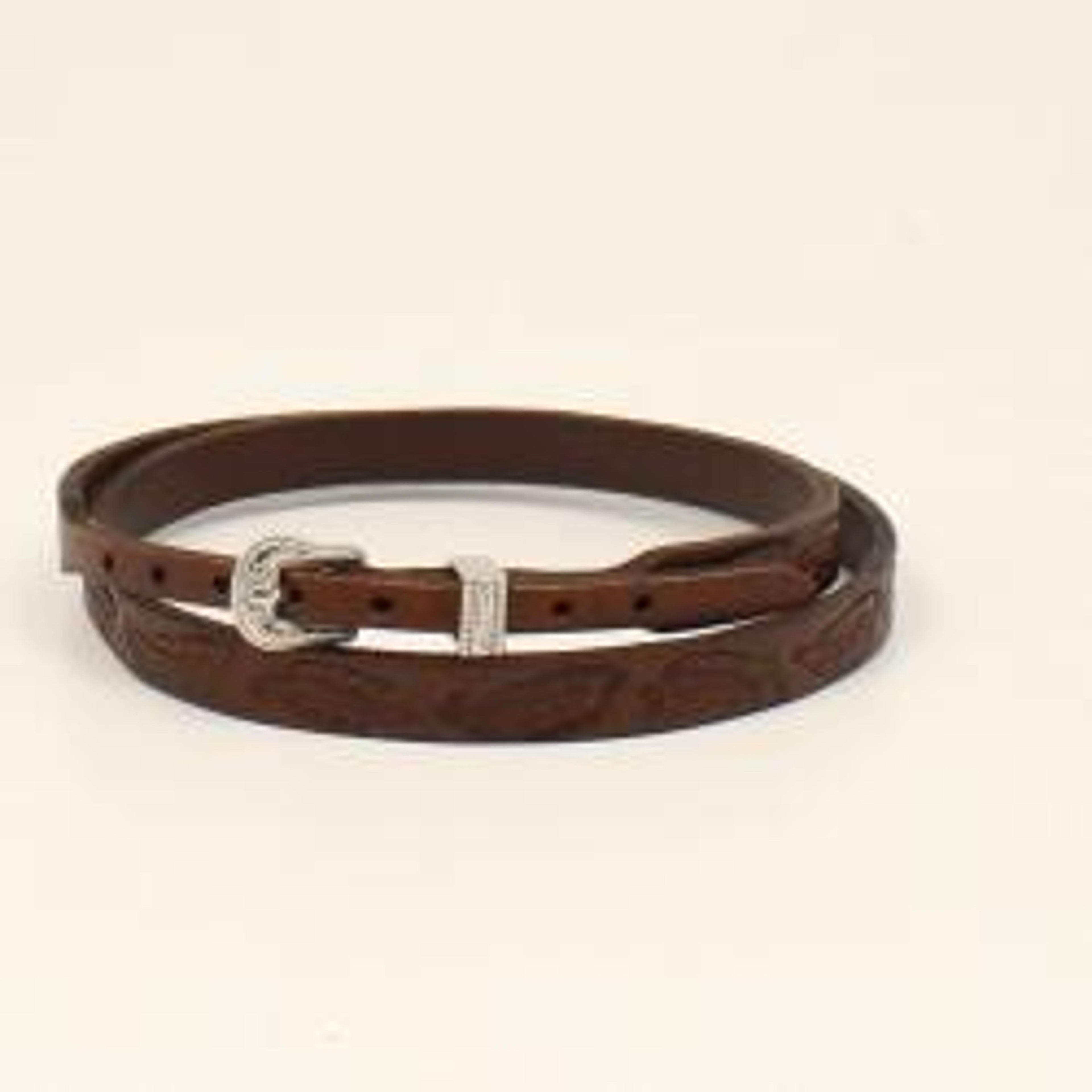 M and F Western Twister Hatband Feather Tooled Brown - Mens