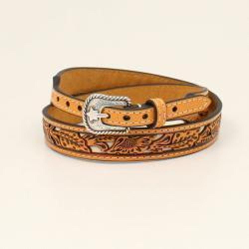 M&F Western Twister Hatband Floral Tooled Underlay White
