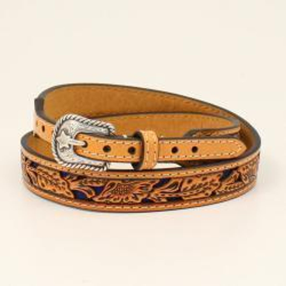 Twister Floral Tooled Hatband Blue-0275227