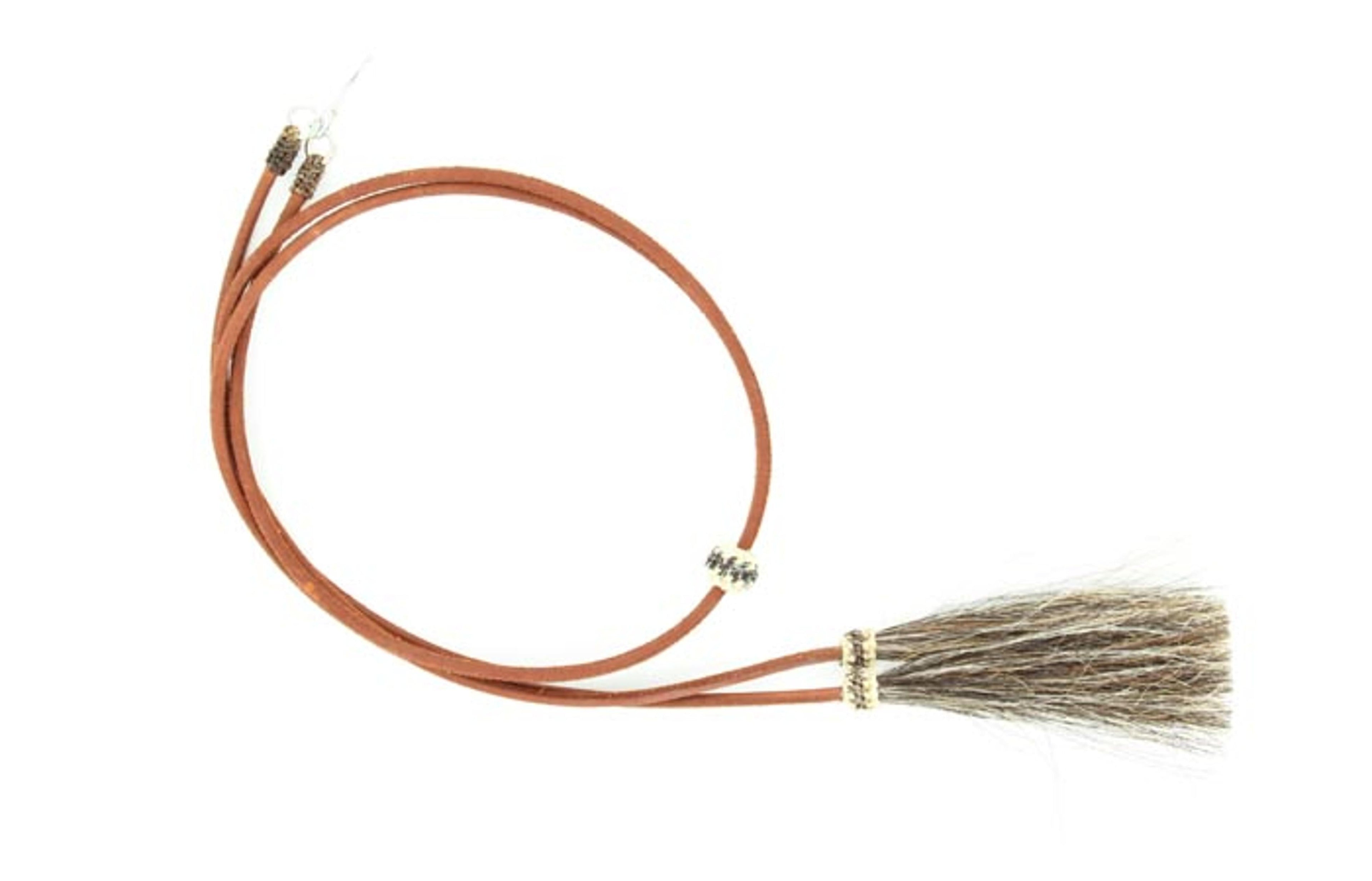 M and F Western Genuine Leather Stampede Strings With Horsehair Tassel