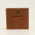 M&F Western Ariat Mens Bifold Wallet Embossed Logo Medium Brown