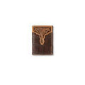 M&F Western Ariat Trifold Wallet Croc Floral Embossed Brown