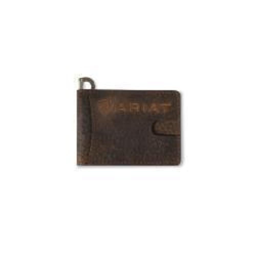 M&F Western Ariat Money Clip Wallet Bull Hide Brown