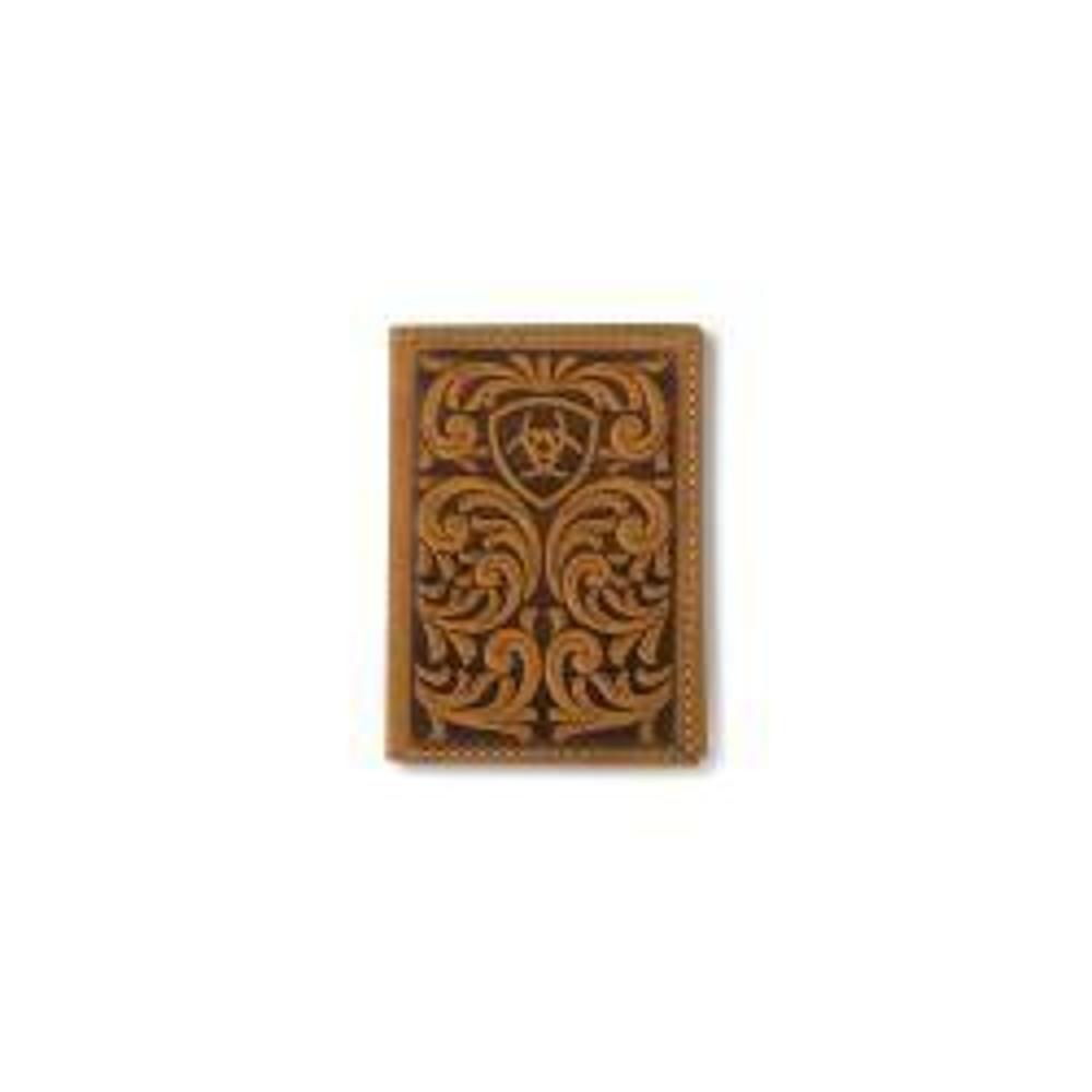 M&F Western Ariat Trifold Scrollng Embosed Medium Brown