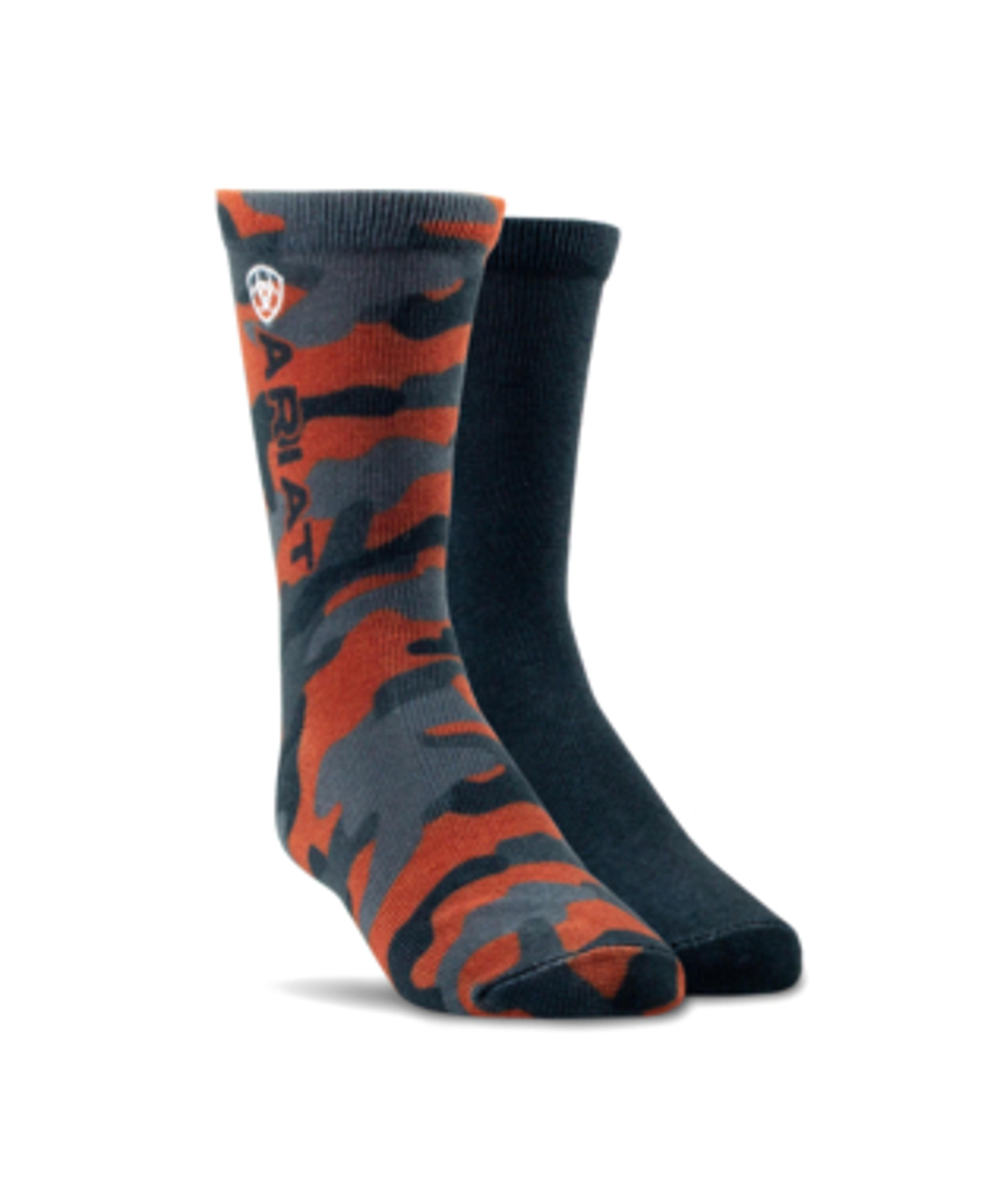 Ariat Kids Orange Camo Graphic Crew 2-Pair Multi-AR3775-981