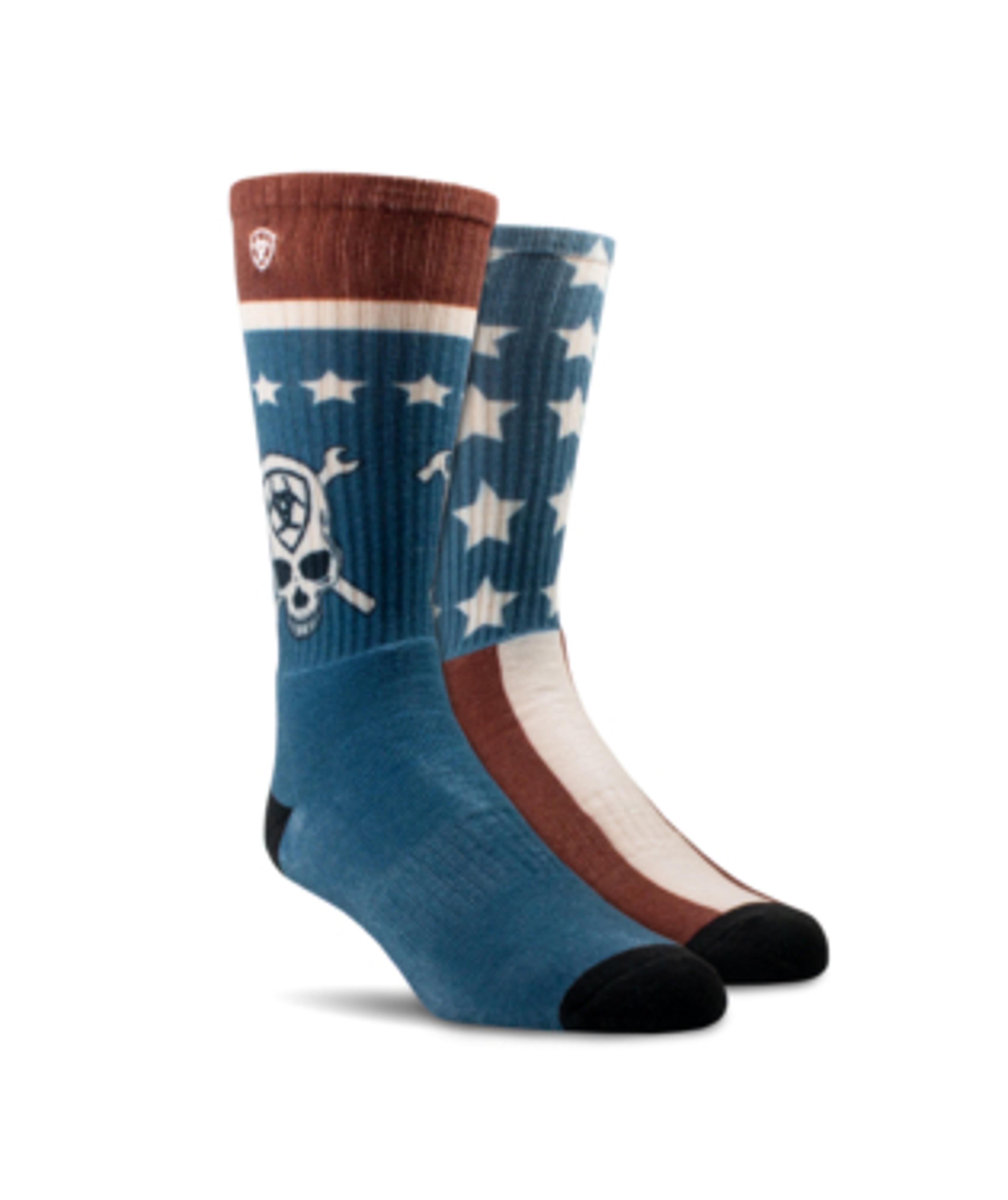 Ariat Work - Stars and Stripes Graphic Crew 2-Pair Multi-AR3957-981